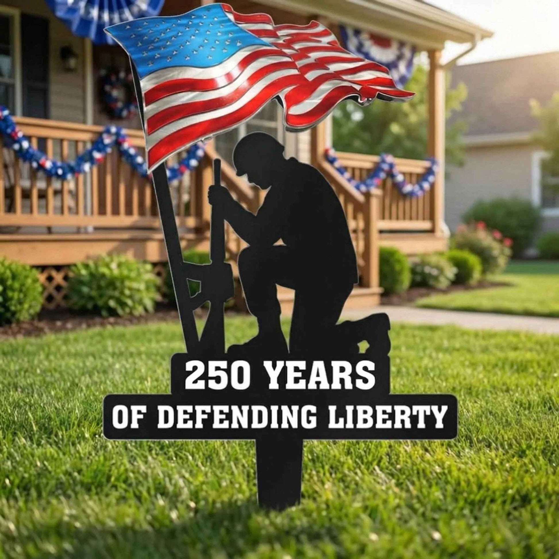💥🔥 First 50 pieces🔥💥 ✨🇺🇸🗽  Metal Garden Stake – 🎖️ 250 Years of Defending Liberty