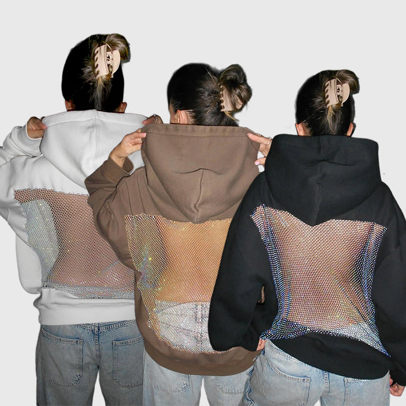 💥 50% OFF Final Sale – Crystal Mesh Hoodie ✨