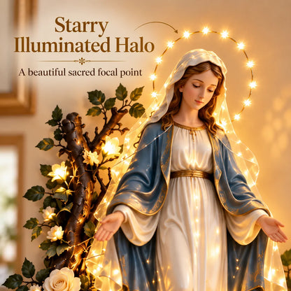 🙏✨ Glowing Blessed Mother Floral Wall Décor