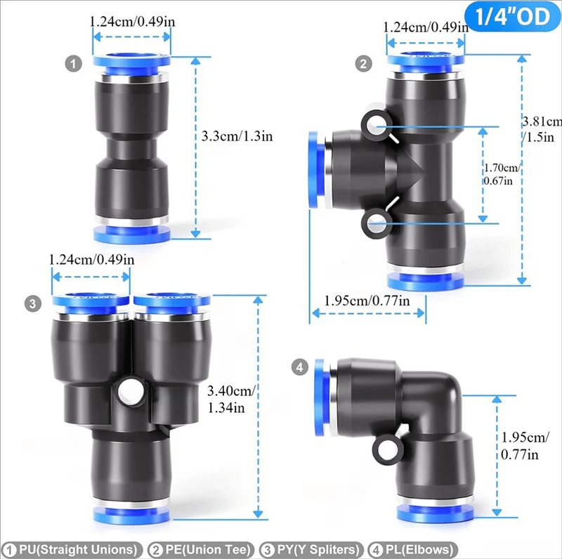 🔥1/4 Inch Pneumatic Push-to-Connect Air Hose Fittings Kit