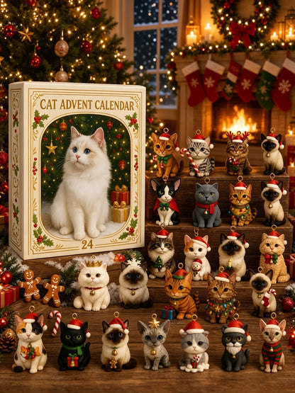 🎄 2026 Cat Advent Calendar 🐱 24 Cute Cat Charms for Christmas