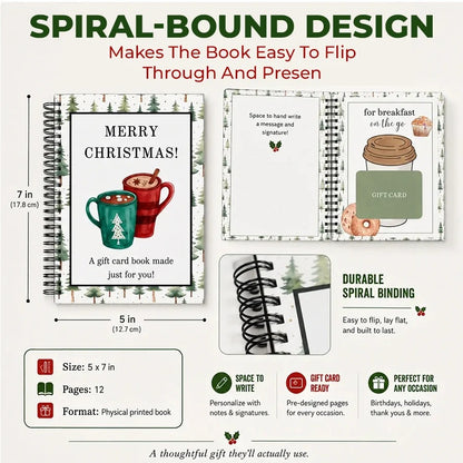 🎁70% OFF!!!-Ready for Christmas!🎅Christmas Gift Card Book, DIY Spiral-Bound Christmas Gift Card Holder Book🎁Personalized Xmas Gifts for Family, Festive & Party Supplies