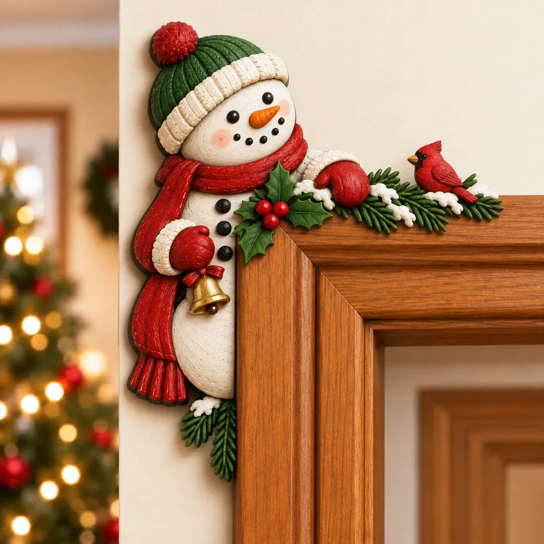 🎅 3D Sculpted Christmas Peekaboo Door Frame Corner Decor