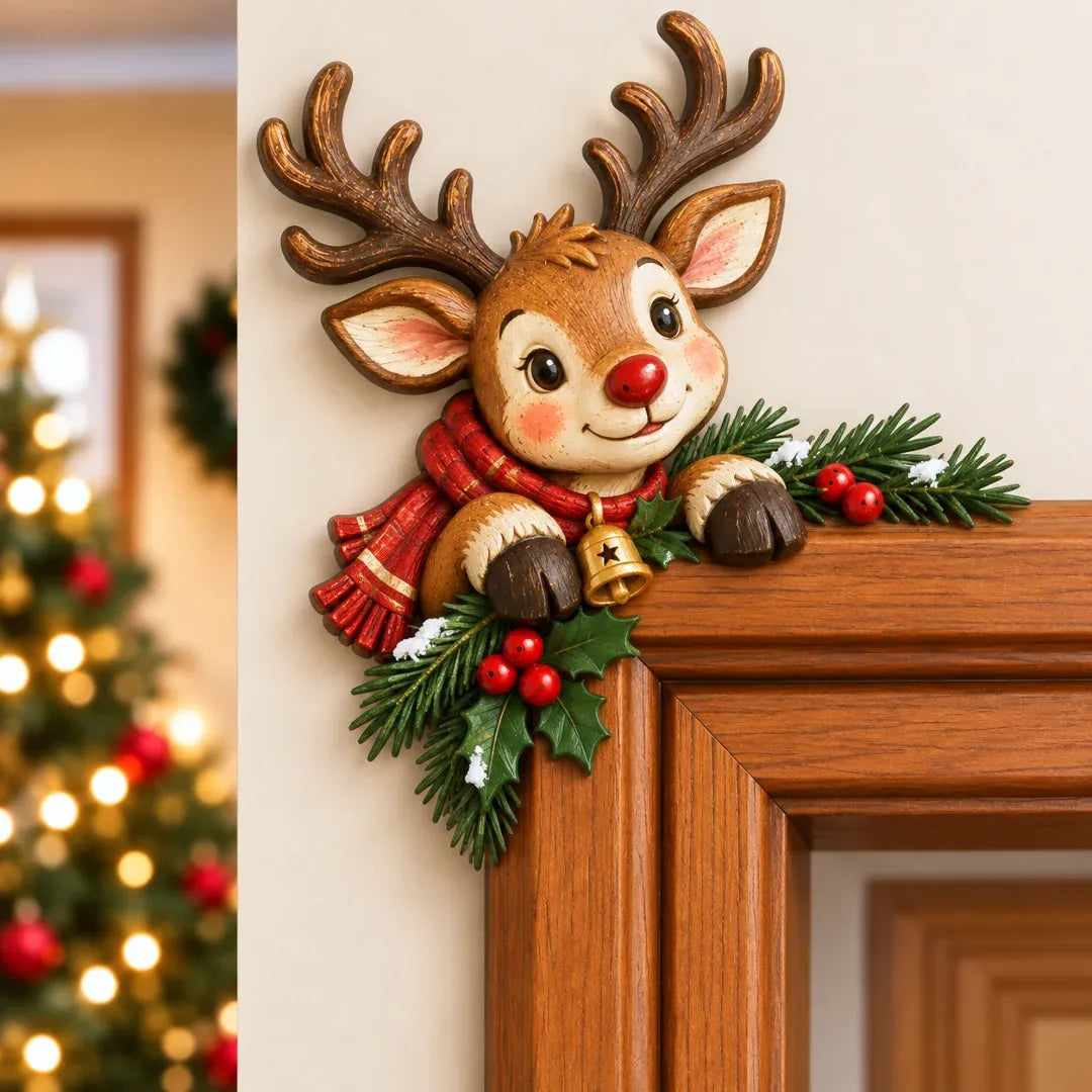🎅 3D Sculpted Christmas Peekaboo Door Frame Corner Decor