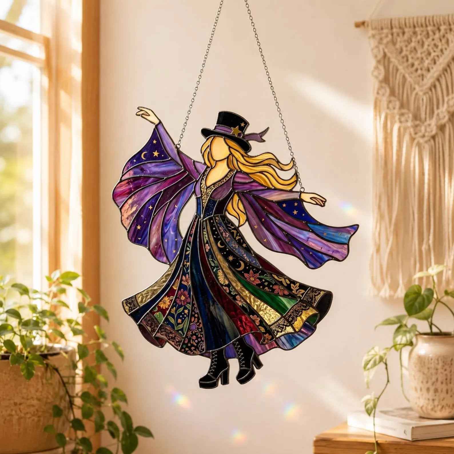 1111💥 LAST DAY 57% OFF - 💃 Rock Goddess Stevie 🤘 Handmade Stained Glass Spinning Suncatcher（副本）
