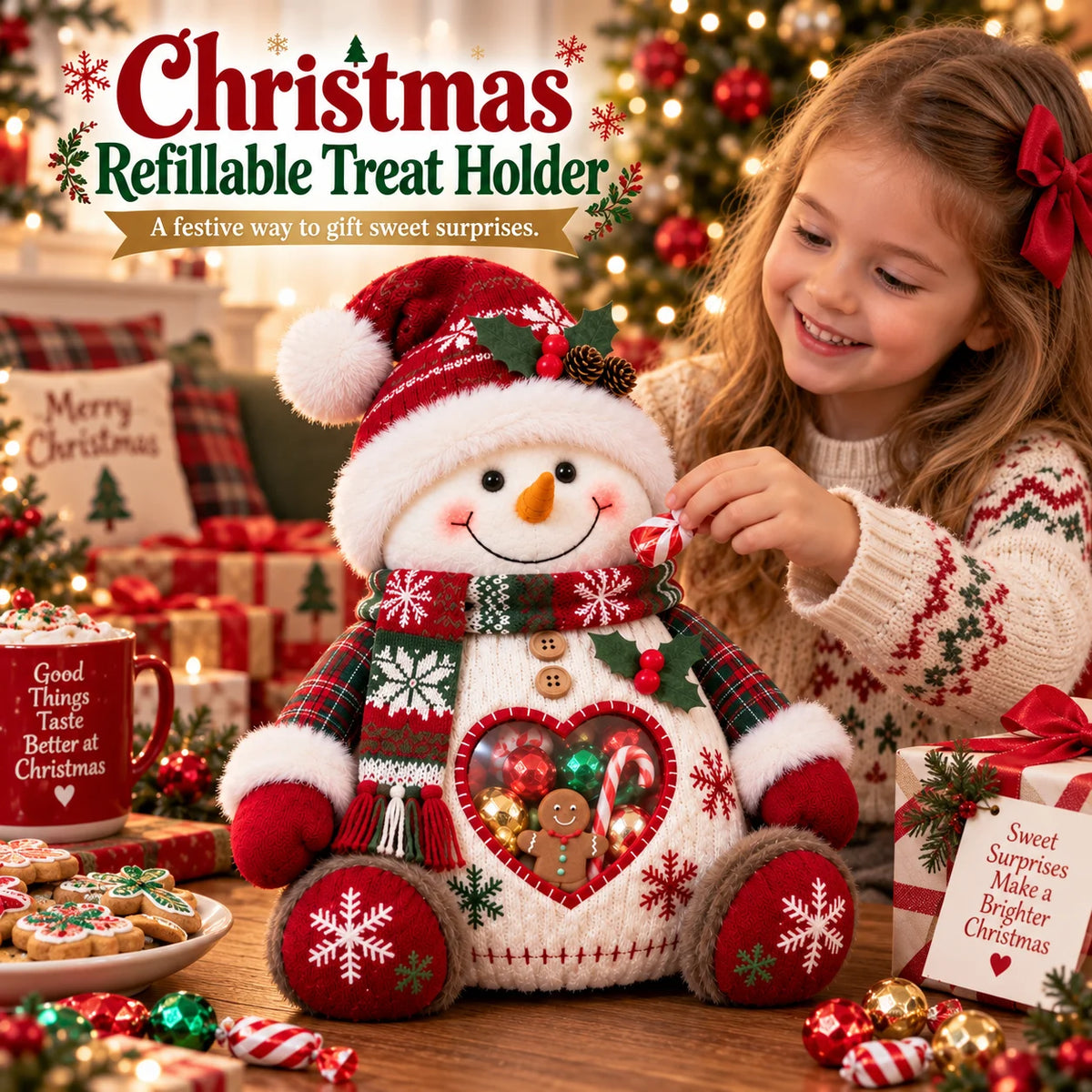 ⏰LAST DAY 50% OFF💯🎅 Refillable Christmas Figurine Treat Holder