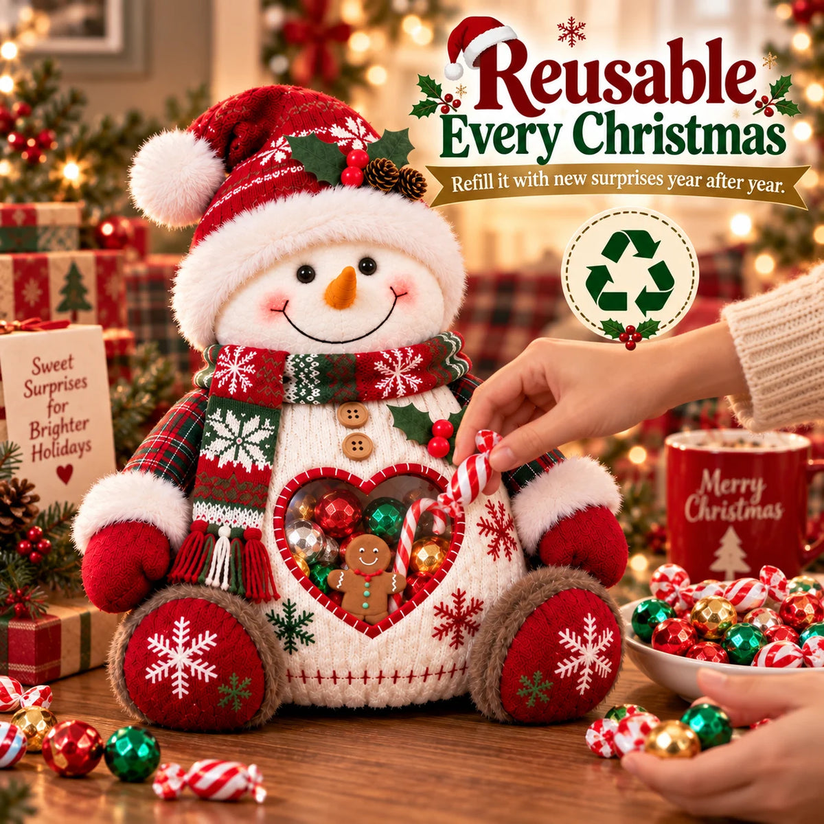 ⏰LAST DAY 50% OFF💯🎅 Refillable Christmas Figurine Treat Holder