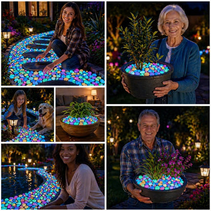 🌈🎁2CM Colorful Glow-in-the-Dark Garden Rocks for Pathways & Decor