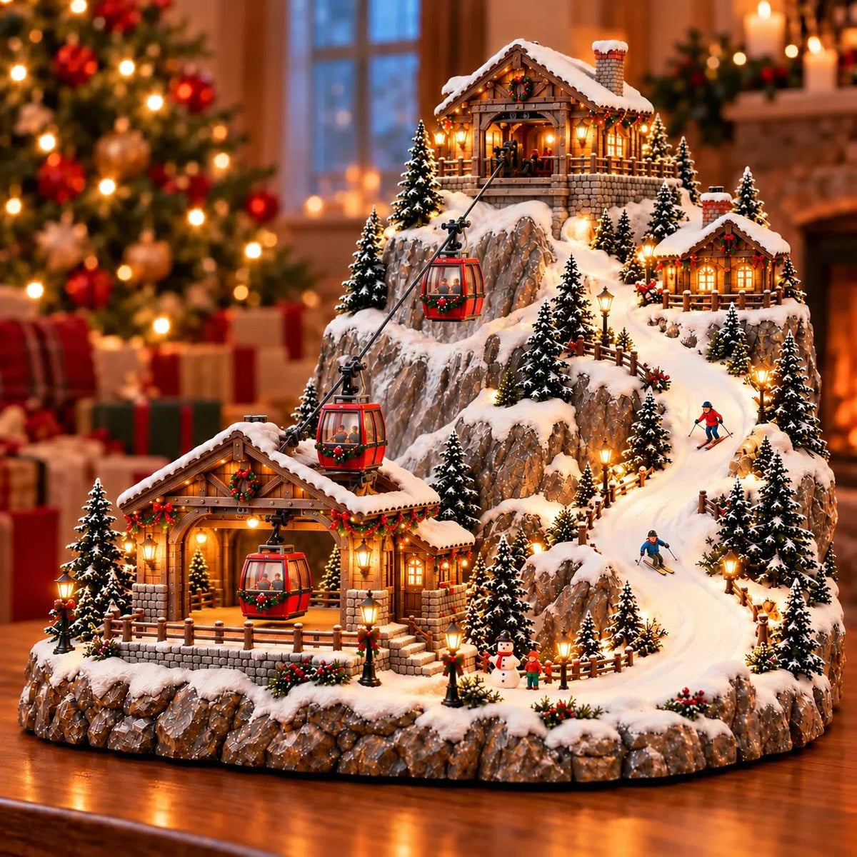 🔥 LAST DAY 49% OFF 🔥 Lighted Animated Christmas Village with Train, Reindeer Sleigh & Waterfall ✨