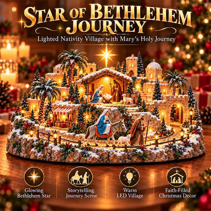 🔥 LAST DAY 49% OFF 🔥 Lighted Animated Christmas Village with Train, Reindeer Sleigh & Waterfall ✨