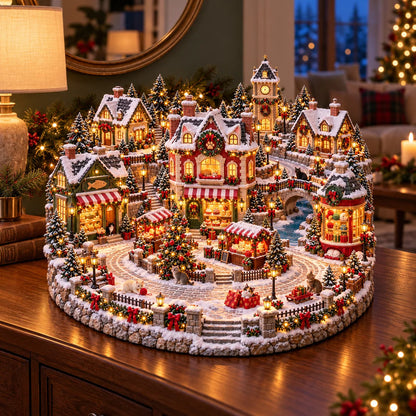 🔥 LAST DAY 49% OFF 🔥 Lighted Animated Christmas Village with Train, Reindeer Sleigh & Waterfall ✨