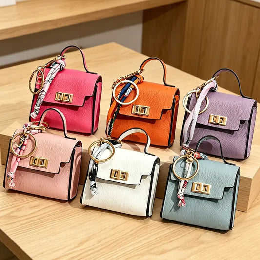 Cute Mini Leather Bag Keychain – Chic & Colorful Bag Charm