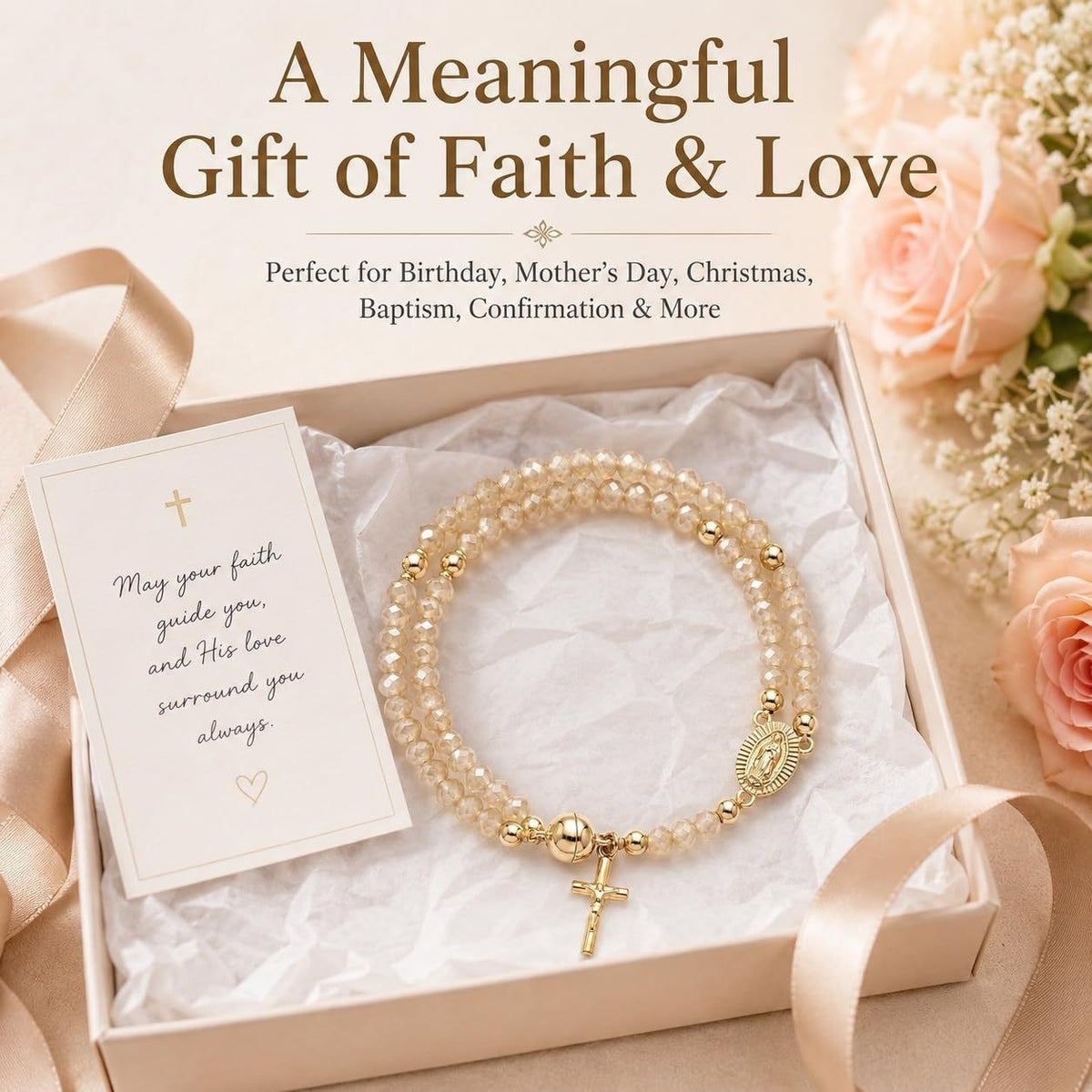 🔥🔥 ✝️Handcrafted rosary bracelets -  A Warm Companion for Your Faith Journey📿