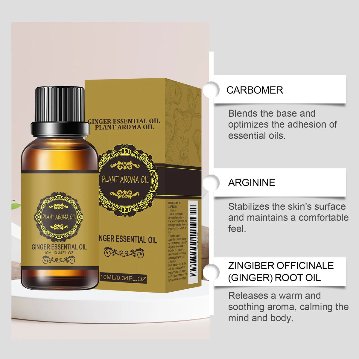✨Ginger Massage Essential Oil 🌿Natural Plant Belly Drainage Oil Body Sculpting Slimming Aroma Oil For Personal Body Care
