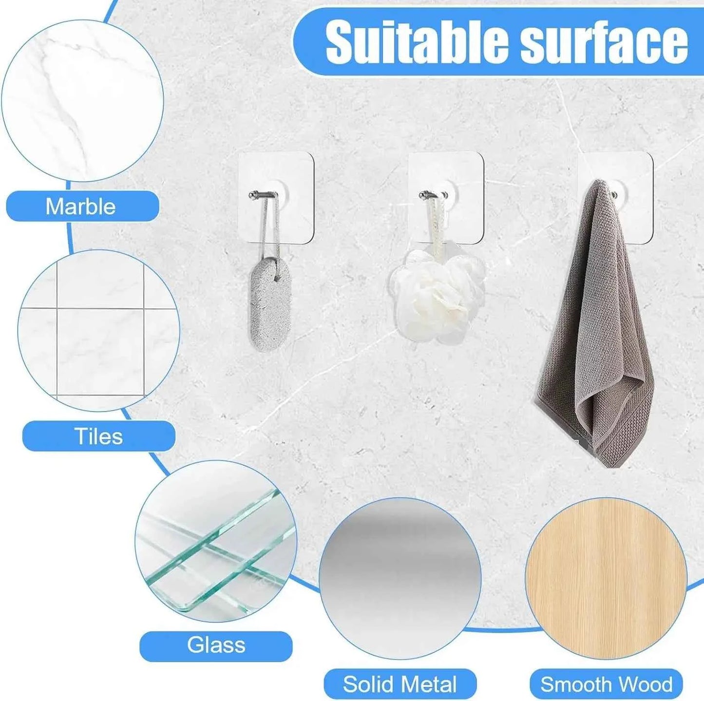 🧲 40PCS Self-Adhesive Wall Hooks | Bathroom & Kitchen Organizer