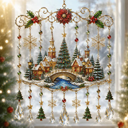 🎄✨ Christmas Stained Glass Suncatcher Wind Chime – Sparkling Crystal Drop Window Decor | 🔥 50% OFF