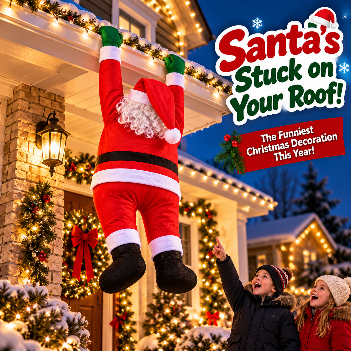 🎅❄️ Santa's Christmas Mishap™ – Giant Outdoor Santa Decoration, Family Holiday Fun & Memorable Christmas Moments 🏡🎄