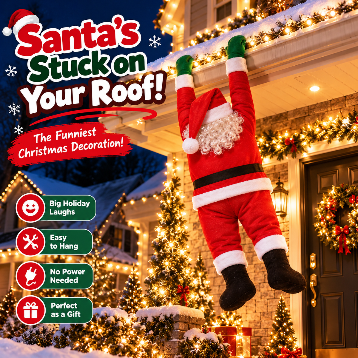 🎅❄️ Santa's Christmas Mishap™ – Giant Outdoor Santa Decoration, Family Holiday Fun & Memorable Christmas Moments 🏡🎄