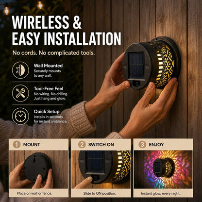 💖🏆Limited Time Sale 49% OFF🎁🏡Solar Mandala Wall Light Outdoor Garden Fence Projector Lamp Patio Ambient Decor
