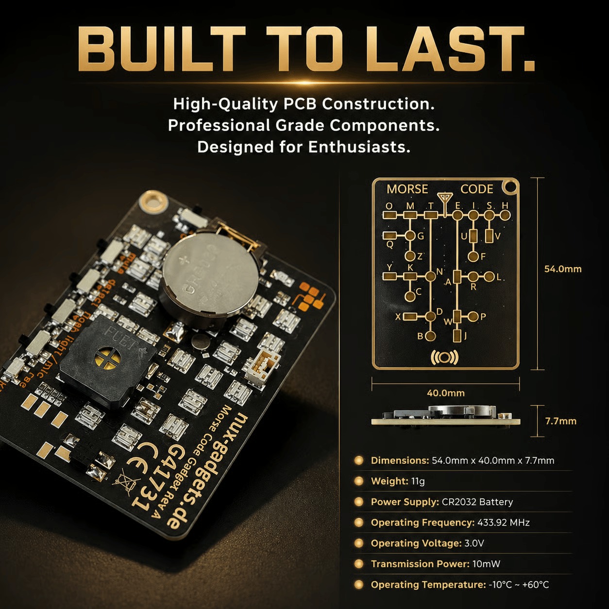 🔥 📟 Morse Code Trainer Card Pro (LED Edition)