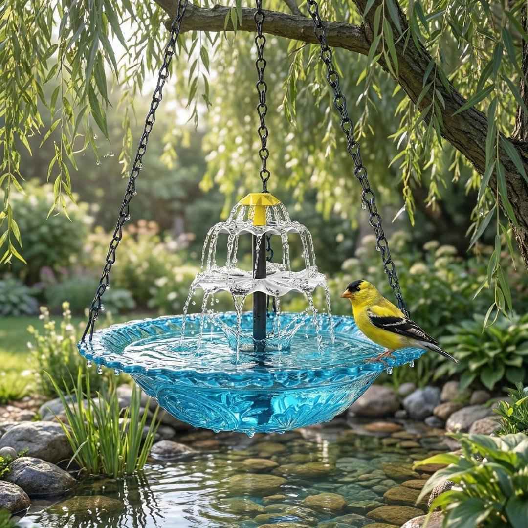 🐦 Backyard Upgrade! 50% OFF Solar Cascade Hanging Bird Bath Fountain