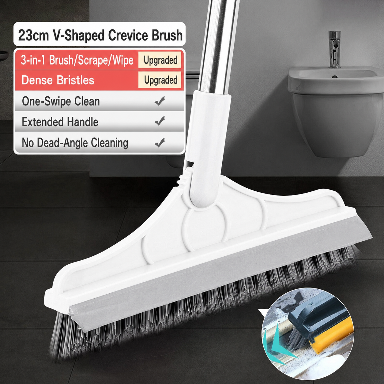 2-in-1 Floor Brush – Deep Cleaning for Corners & Joints