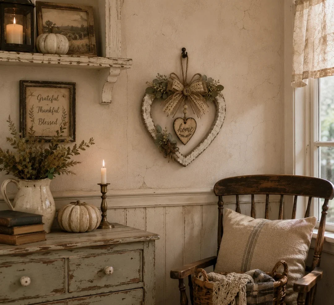 🌾✨ Limited Time 20% OFF🔥 Farmhouse “Home” Heart Wreath | Ready-to-Hang Rustic Decor for Doors & Walls