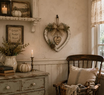 🌾✨ Limited Time 20% OFF🔥 Farmhouse “Home” Heart Wreath | Ready-to-Hang Rustic Decor for Doors & Walls