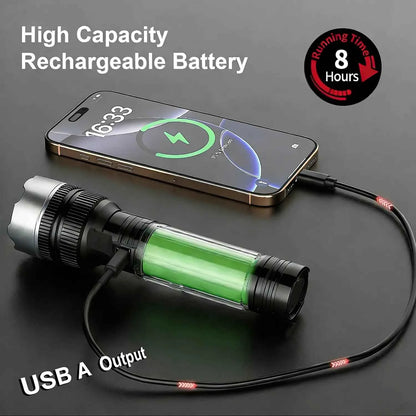 ⚡ Flashlight with Power Bank | Rechargeable Zoomable LED Light