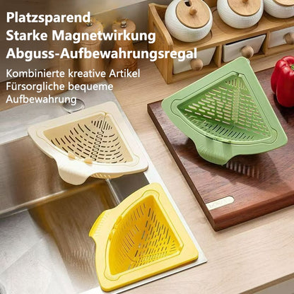 🧲✨ Magnetic Triangle Drain Basket | Multi-Function Sink Organizer & Food Strainer