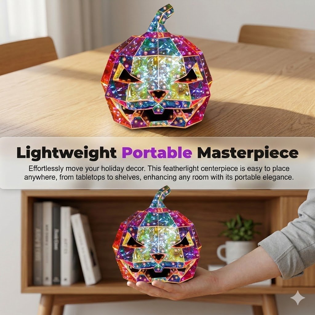 🎃Hot Sale🔥 Prism Pumpkin Night Light | Iridescent LED Halloween Decor🎃