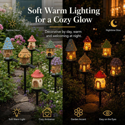 🍄Make Your Garden Into A Wonderland✨Solar Fairy-Tale Mushroom Cottage Garden Light