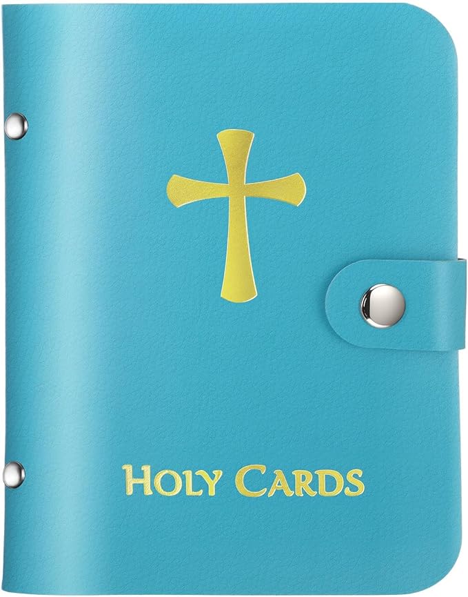 ✝️🙏Catholic Faux Leather Holy Card Holder – Pocket Prayer Card Organizer with Snap Closure