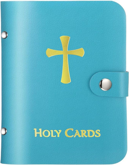 ✝️🙏Catholic Faux Leather Holy Card Holder – Pocket Prayer Card Organizer with Snap Closure