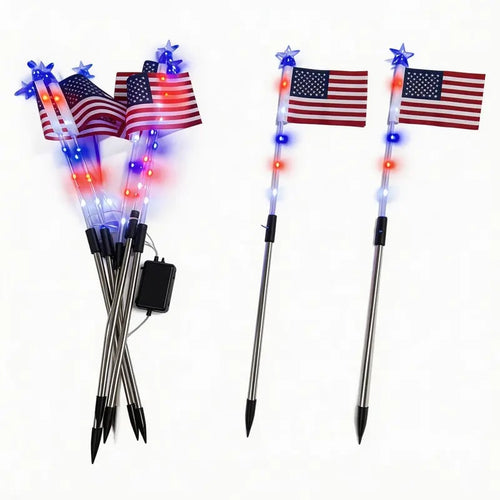 🌟Last Day 50% OFF - 8 Solar American Flag Pathway Lights – Red, White & Blue Yard Glow for 250th Independence Celebration 🇺🇸✨