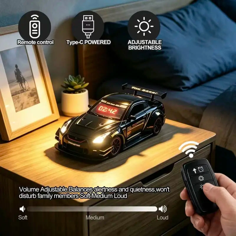 🚗 Hyper Car Alarm Clock with Realistic Engine Sound & LED Lights ✨