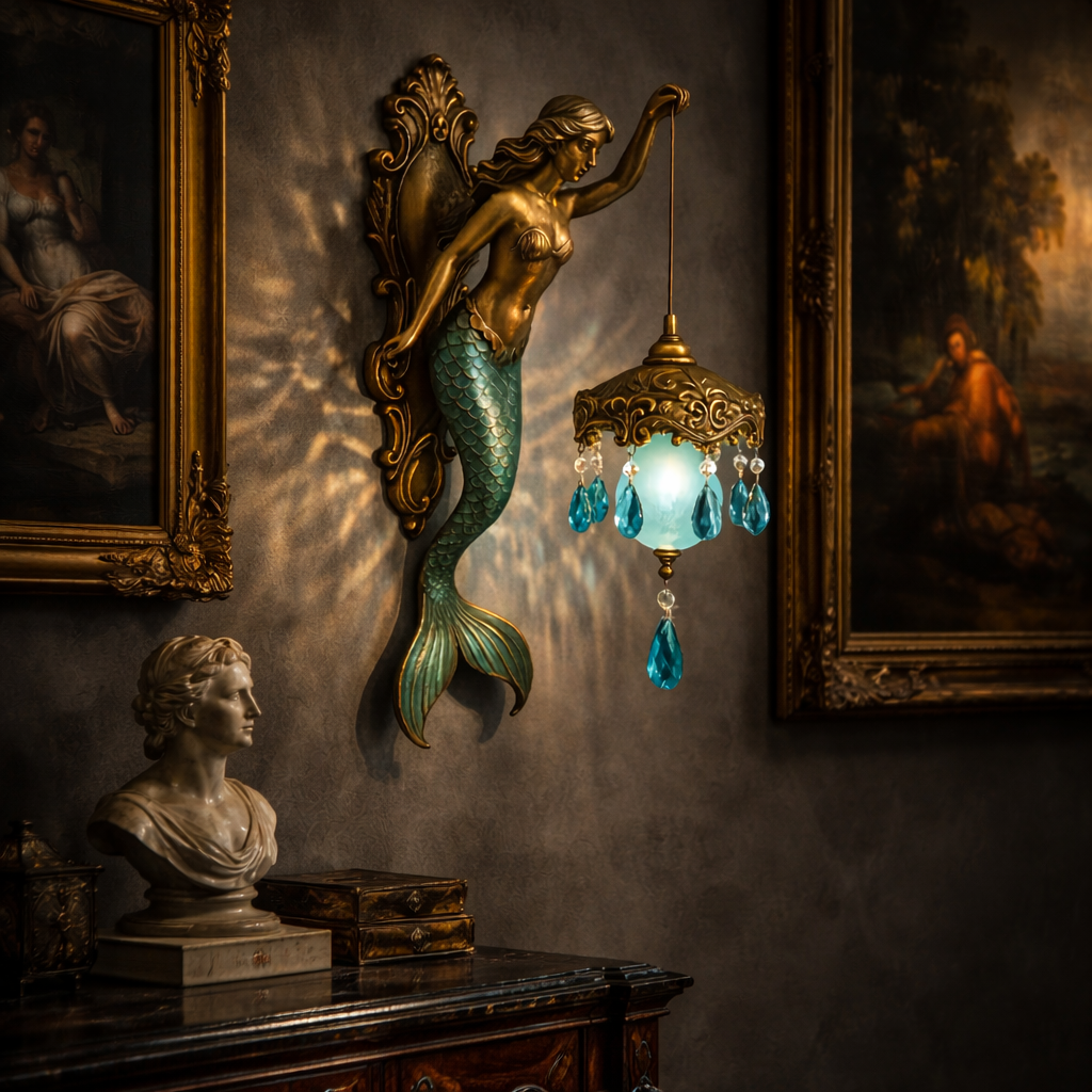 🧜‍♀️ Vintage Mermaid Glow Wall Lamp – Magical Ocean-Inspired Night Light  ✨