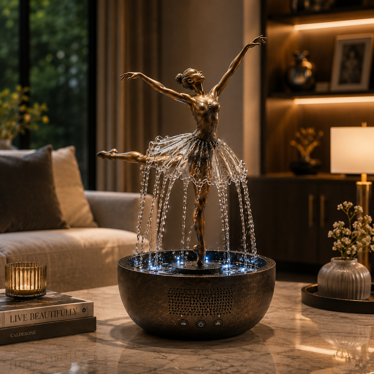 🤍 Grace in Motion – Ballerina Bluetooth Fountain Speaker