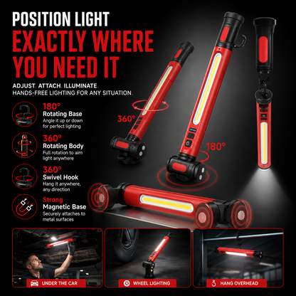 🔥Father’s Day 49% Off-Rechargeable LED Work Light – 3000LM Magnetic Portable Shop Light with 360° Rotation & Power Bank Function 🔦