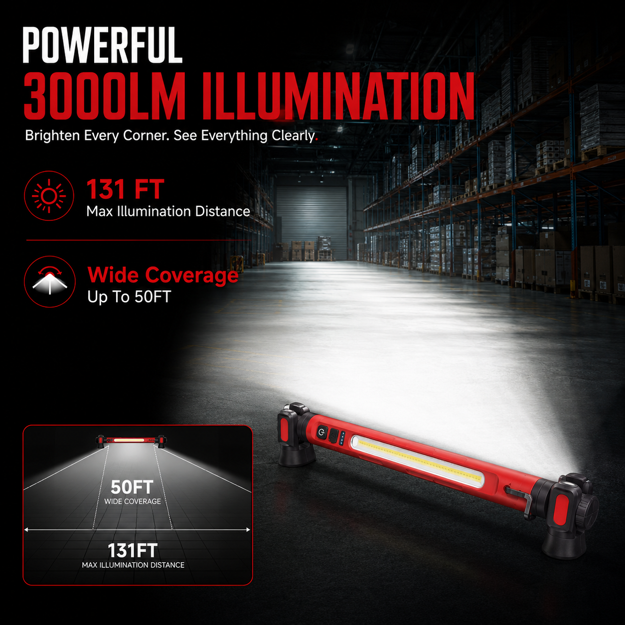 🔥Father’s Day 49% Off-Rechargeable LED Work Light – 3000LM Magnetic Portable Shop Light with 360° Rotation & Power Bank Function 🔦
