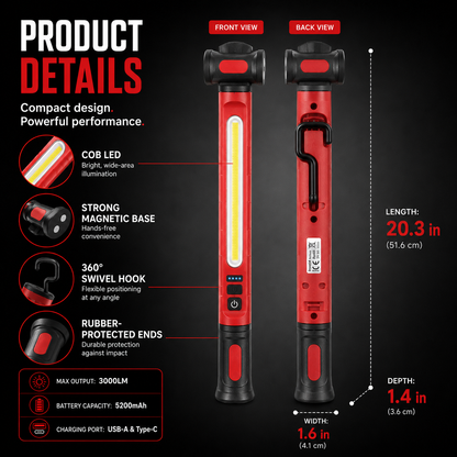 🔥Father’s Day 49% Off-Rechargeable LED Work Light – 3000LM Magnetic Portable Shop Light with 360° Rotation & Power Bank Function 🔦