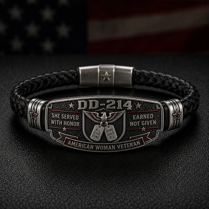 🎖️DD-214 American Woman Veteran Bracelet — She Served With Honor