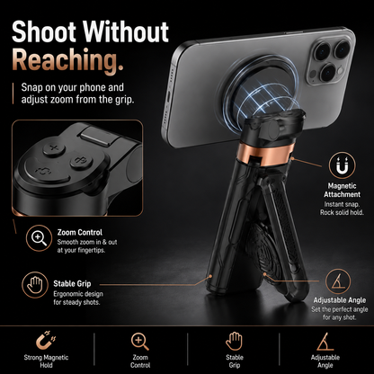 📸 Zoomable Magnetic Palm Grip | Selfie Stick & Tripod