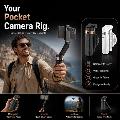 📸 Zoomable Magnetic Palm Grip | Selfie Stick & Tripod