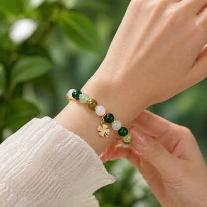 🔥LAST DAY 49% OFF - ✨Lucky Fortune Crystal Bracelet – Clover Charm & Natural Stone