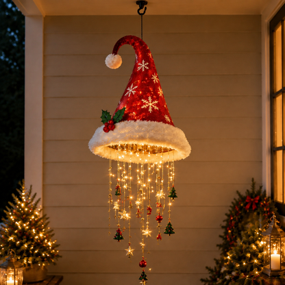 🎅 Lighted Santa Hat Hanging Chandelier 🎄 | 3 Styles Warm LED Christmas String Light