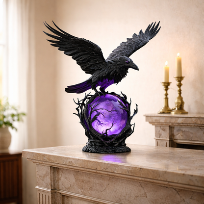 🖤 Nocturne Raven Orb Lamp, Gothic Style Decorative Orb Light, Artistic Table Lamp, Unique Father’s Day Gift for Home, Study & Bar Decoration
