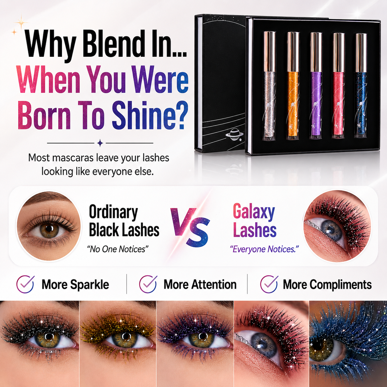 🔥 Today Only 50% OFF ✨ 5-Color Glitter Mascara Set 🌈 Dazzle Every Lash