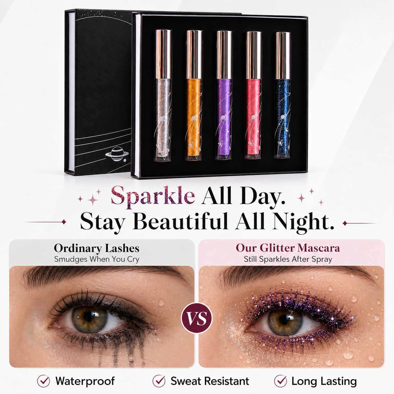 🔥 Today Only 50% OFF ✨ 5-Color Glitter Mascara Set 🌈 Dazzle Every Lash