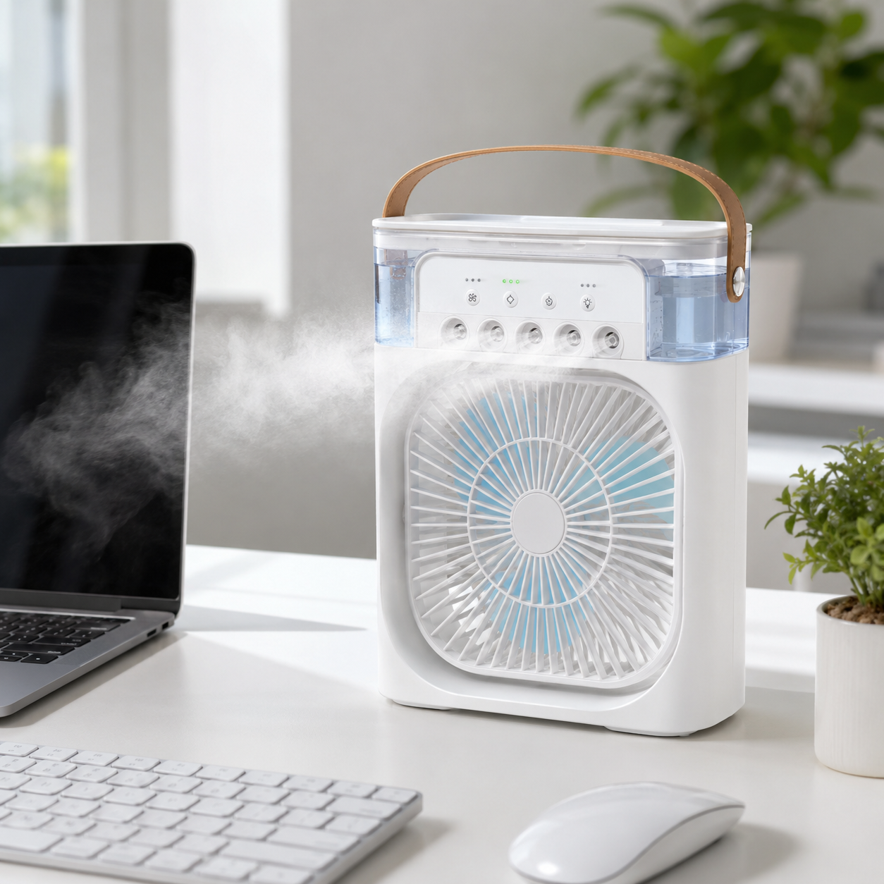 ❄️3-in-1 Portable Desktop Air Cooler Fan | Quiet USB Mini Cooling Humidifier